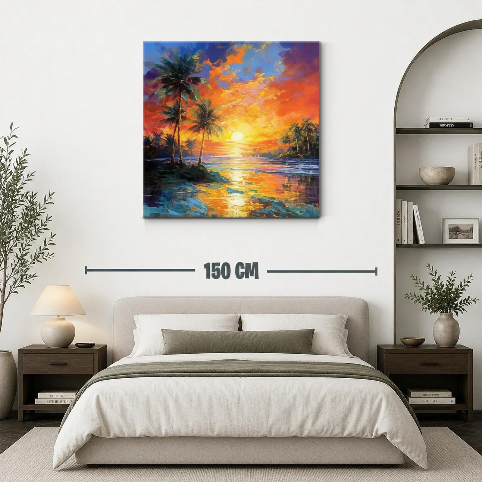 Atardecer tropical con palmeras y reflejos vibrantes — miniatura 3