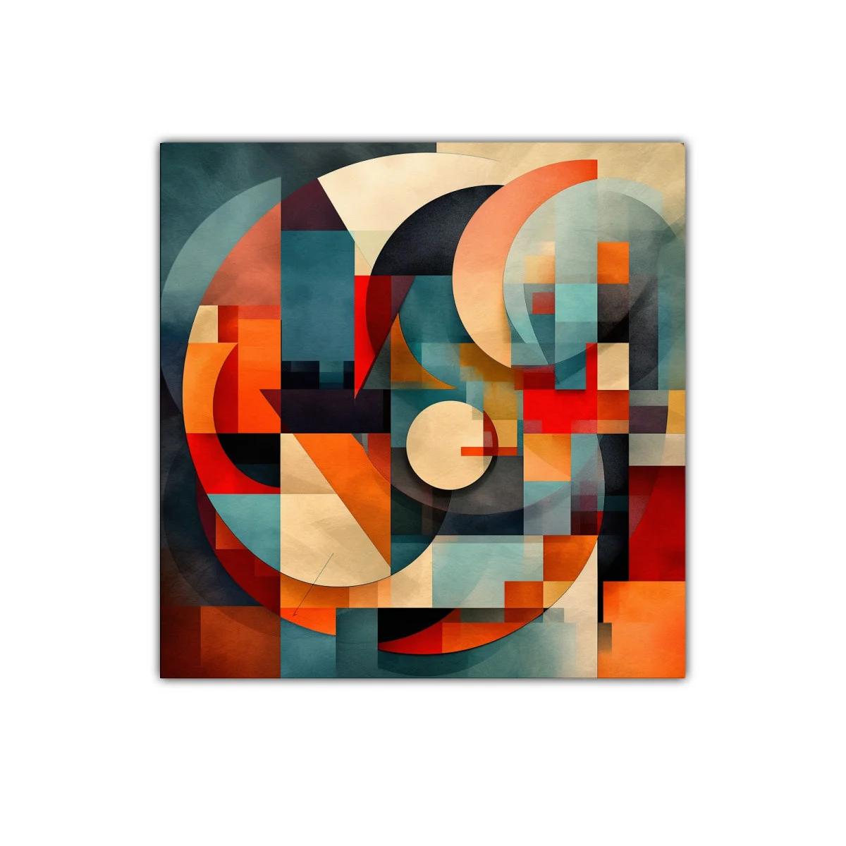 Composición abstracta con formas geométricas y colores vibrantes