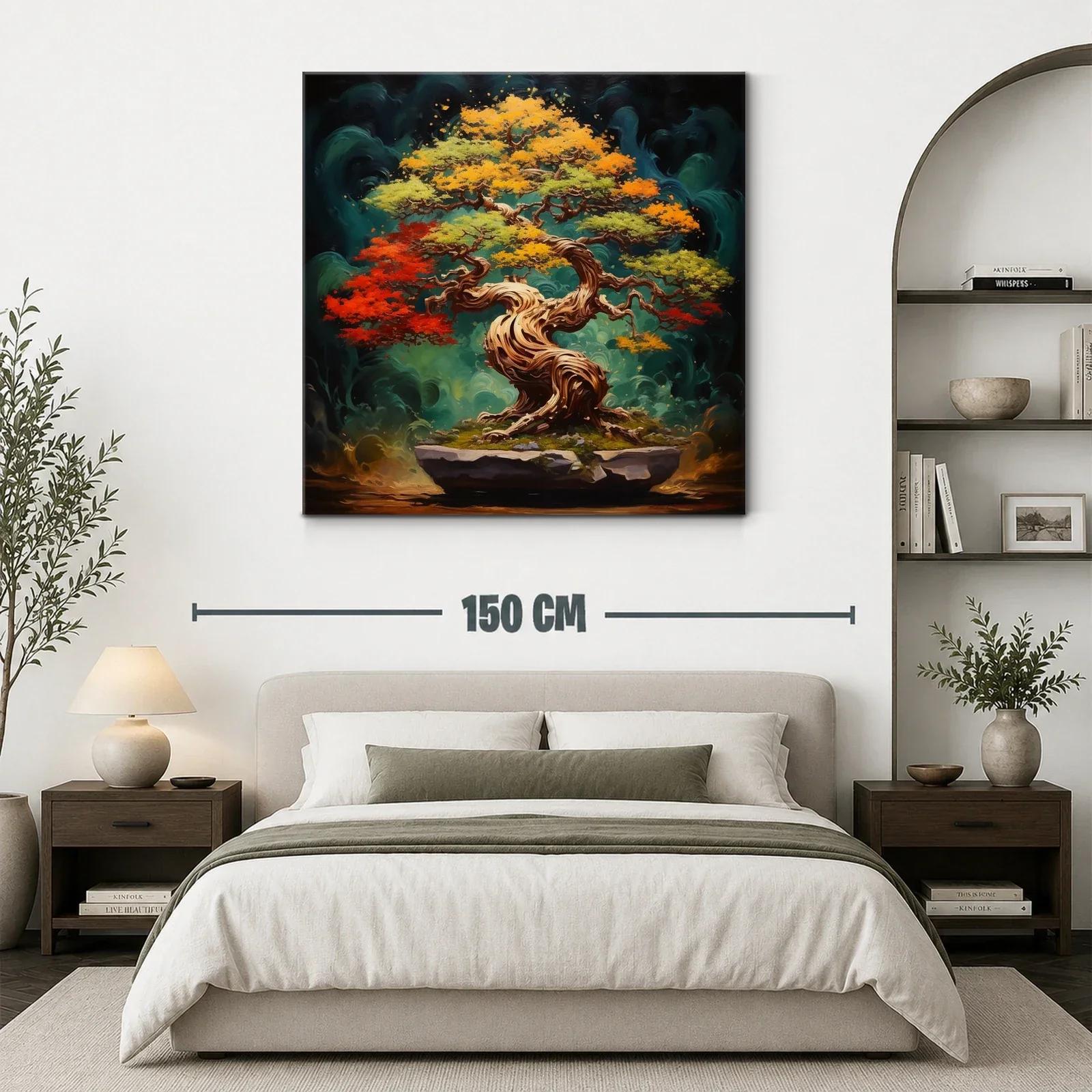 Árbol bonsái en vibrantes tonos otoñales y fondo místico — miniatura 3