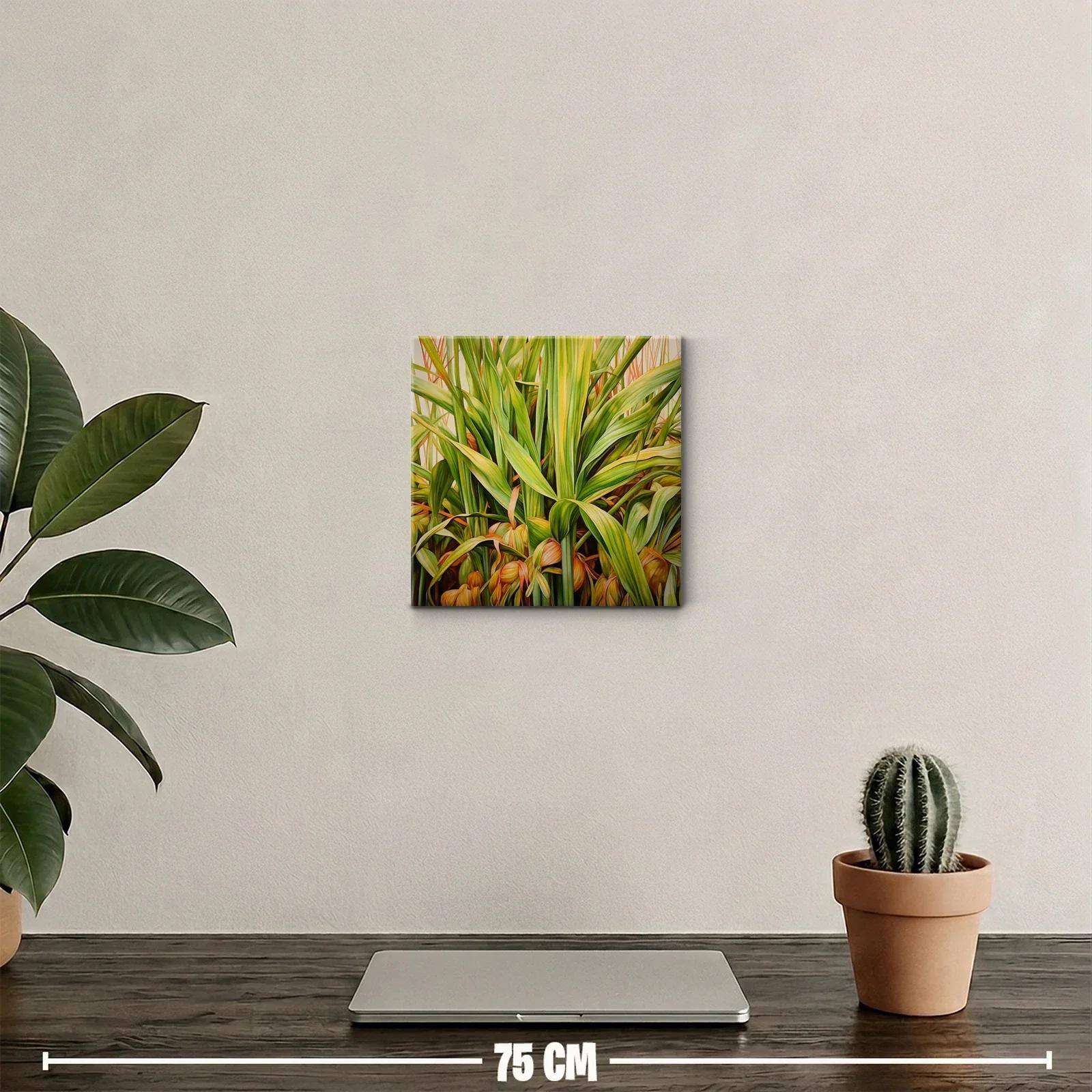 Exuberante cuadro con hojas verdes y tonos tierra — miniatura 2