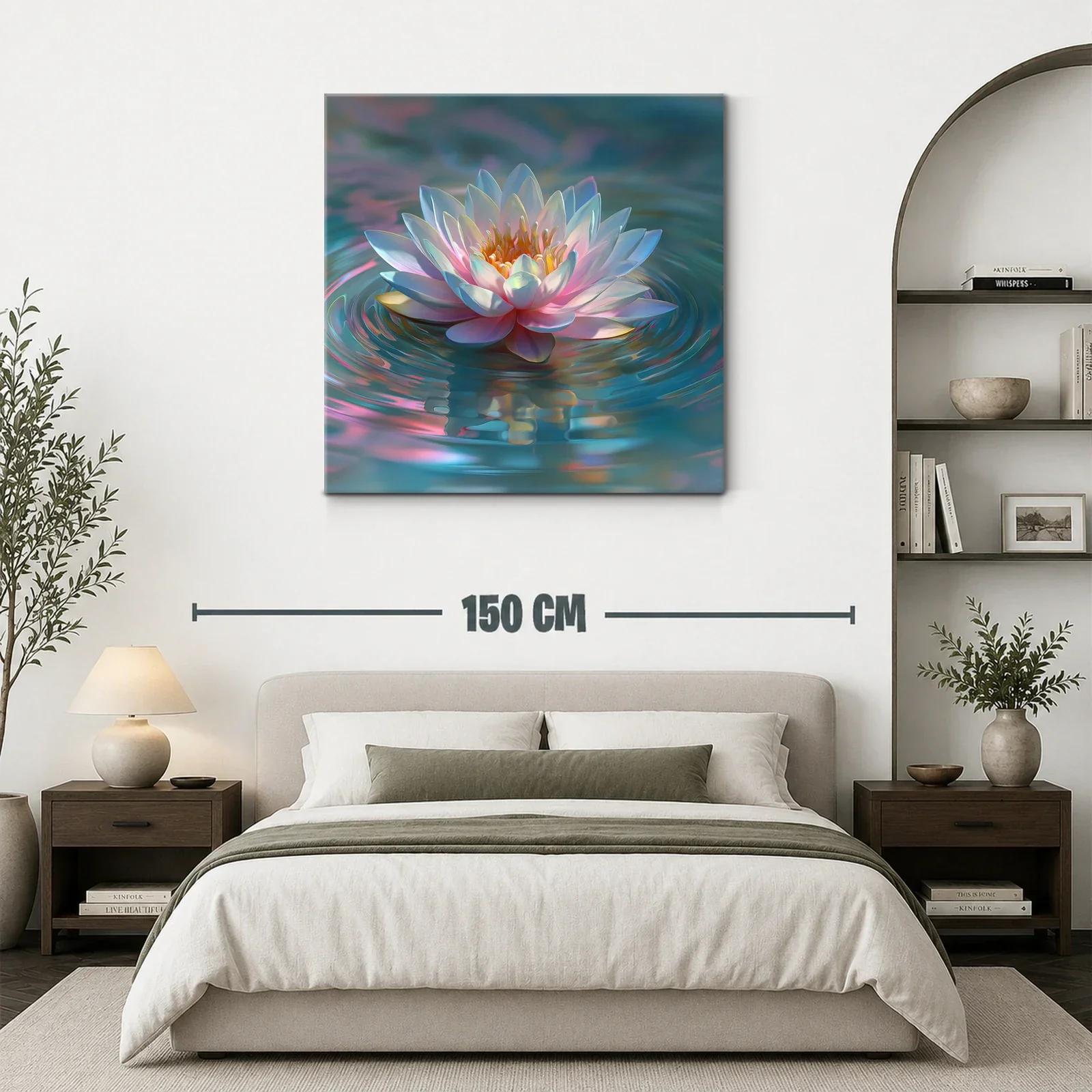 Flor de loto en aguas con reflejos iridiscentes — miniatura 3