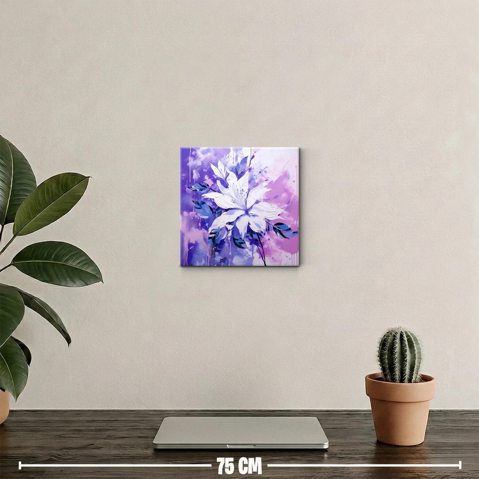 Flor blanca sobre fondo vibrante en tonos violetas y azules — miniatura 2