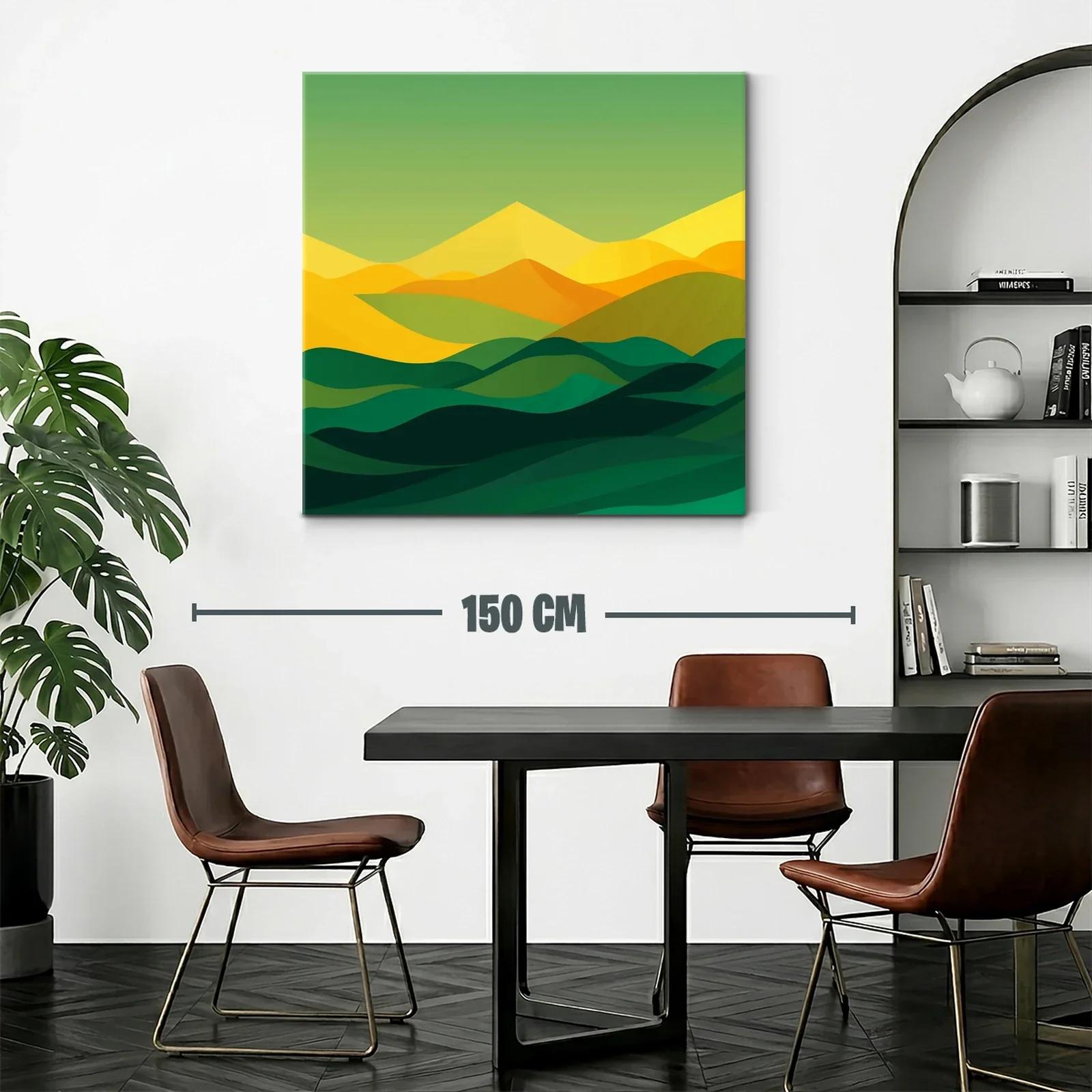 Paisaje abstracto en tonos verdes y amarillos cálidos — miniatura 2