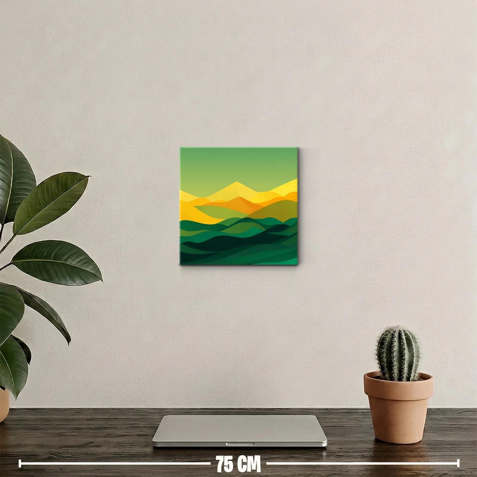 Paisaje abstracto en tonos verdes y amarillos cálidos — miniatura 2