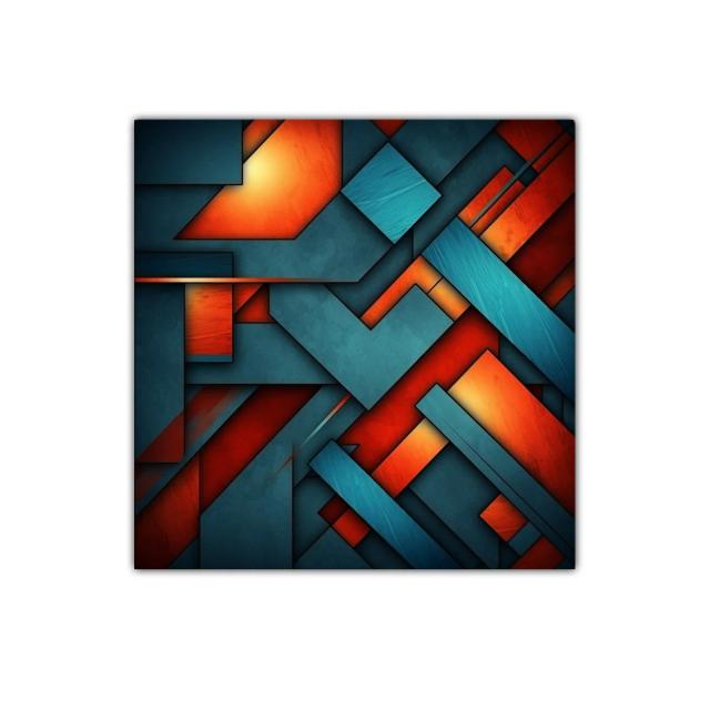 Composición geométrica abstracta en tonos naranja y azul