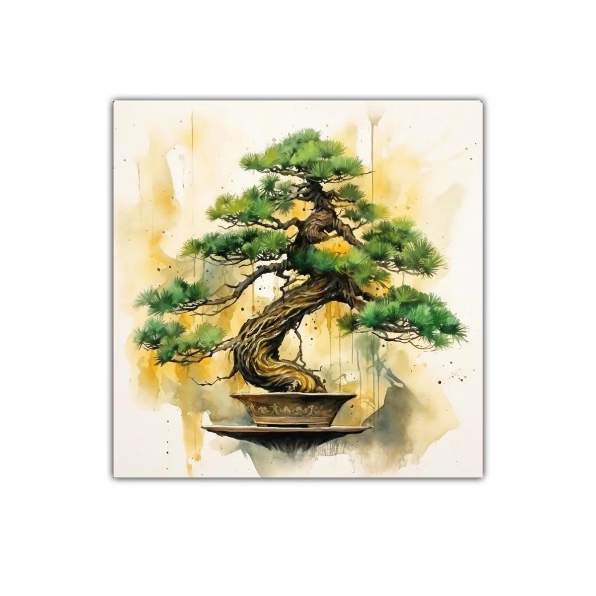 Cuadro con árbol bonsái y tonos cálidos que inspiran calma — miniatura 1
