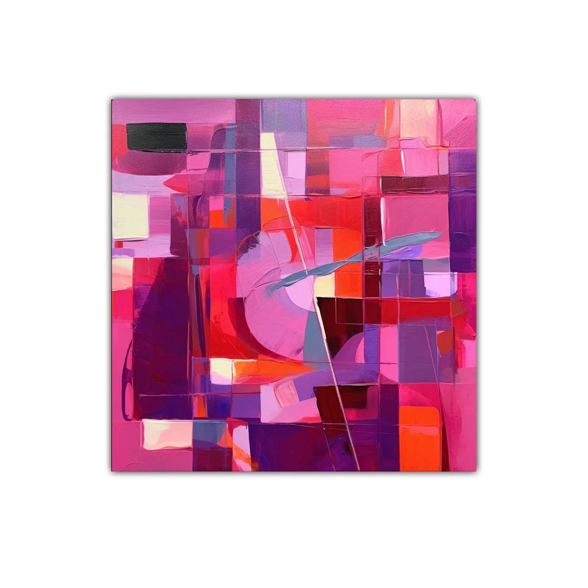 Cuadro Abstracto en Tonos Rosas y Rojos Vibrantes — imagen principal