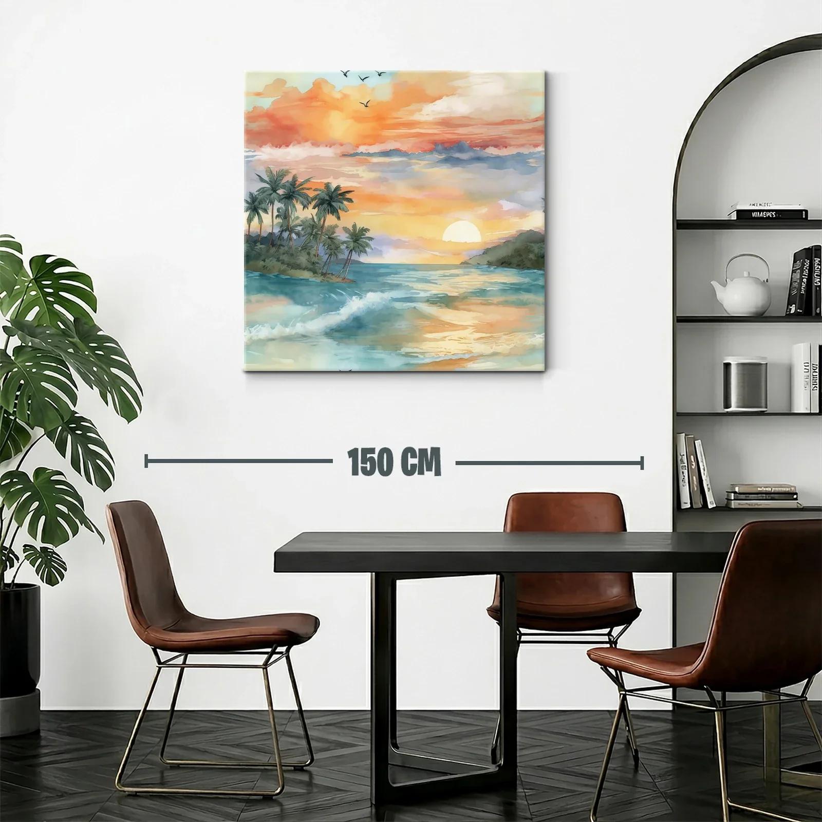 Atardecer tropical con palmeras y mar en calma — miniatura 2