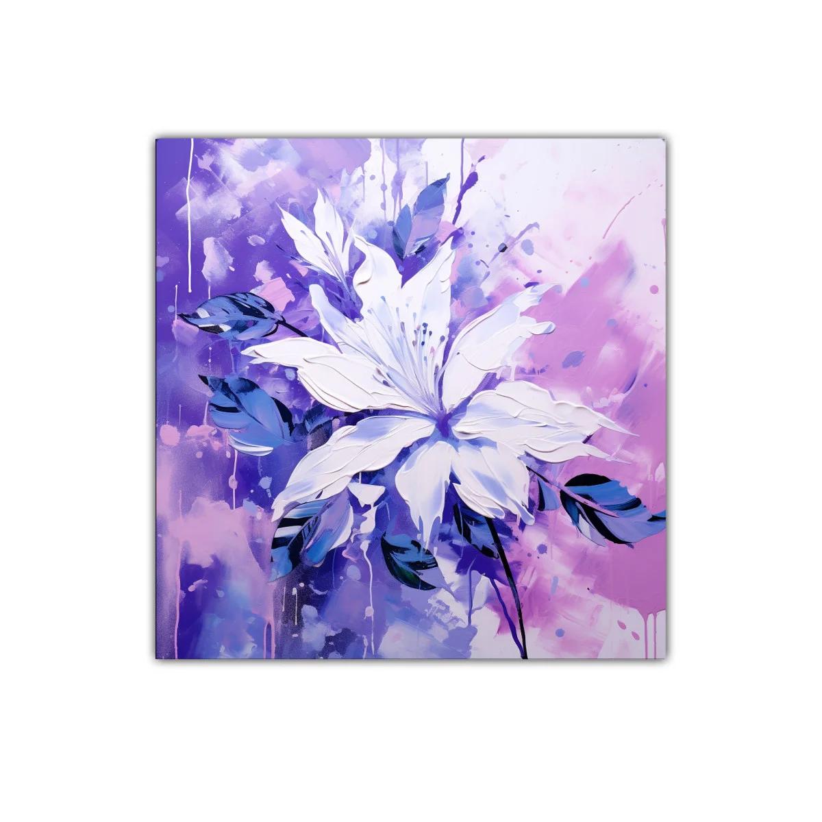 Flor blanca sobre fondo vibrante en tonos violetas y azules — imagen principal