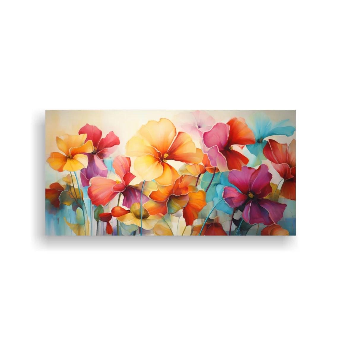 Cuadro flores tropicales multicolor en franja continua — imagen principal