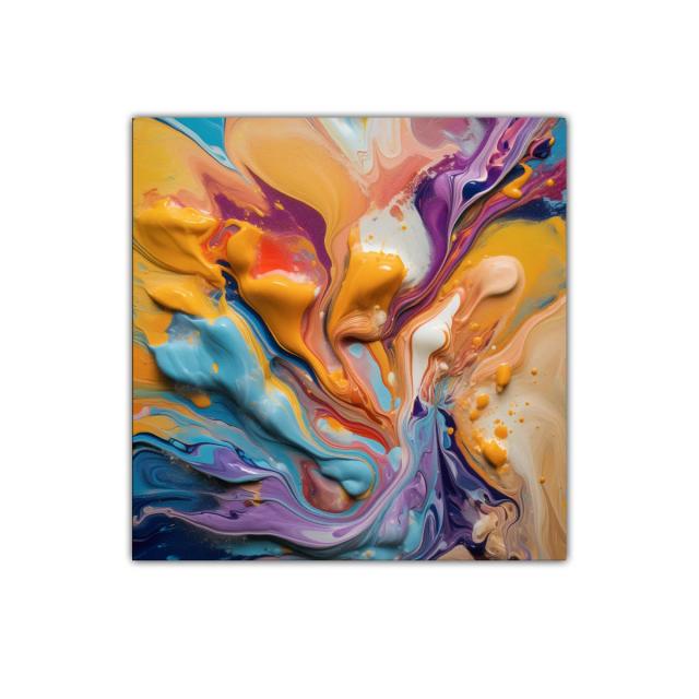 Cuadro abstracto con dinámicas explosiones de color y movimiento