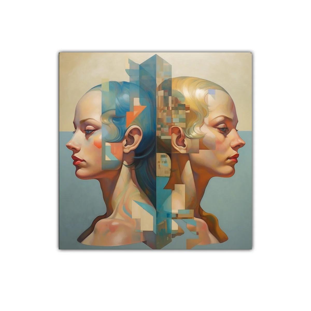 Rostros enfrentados con tonos cálidos y fríos — imagen principal