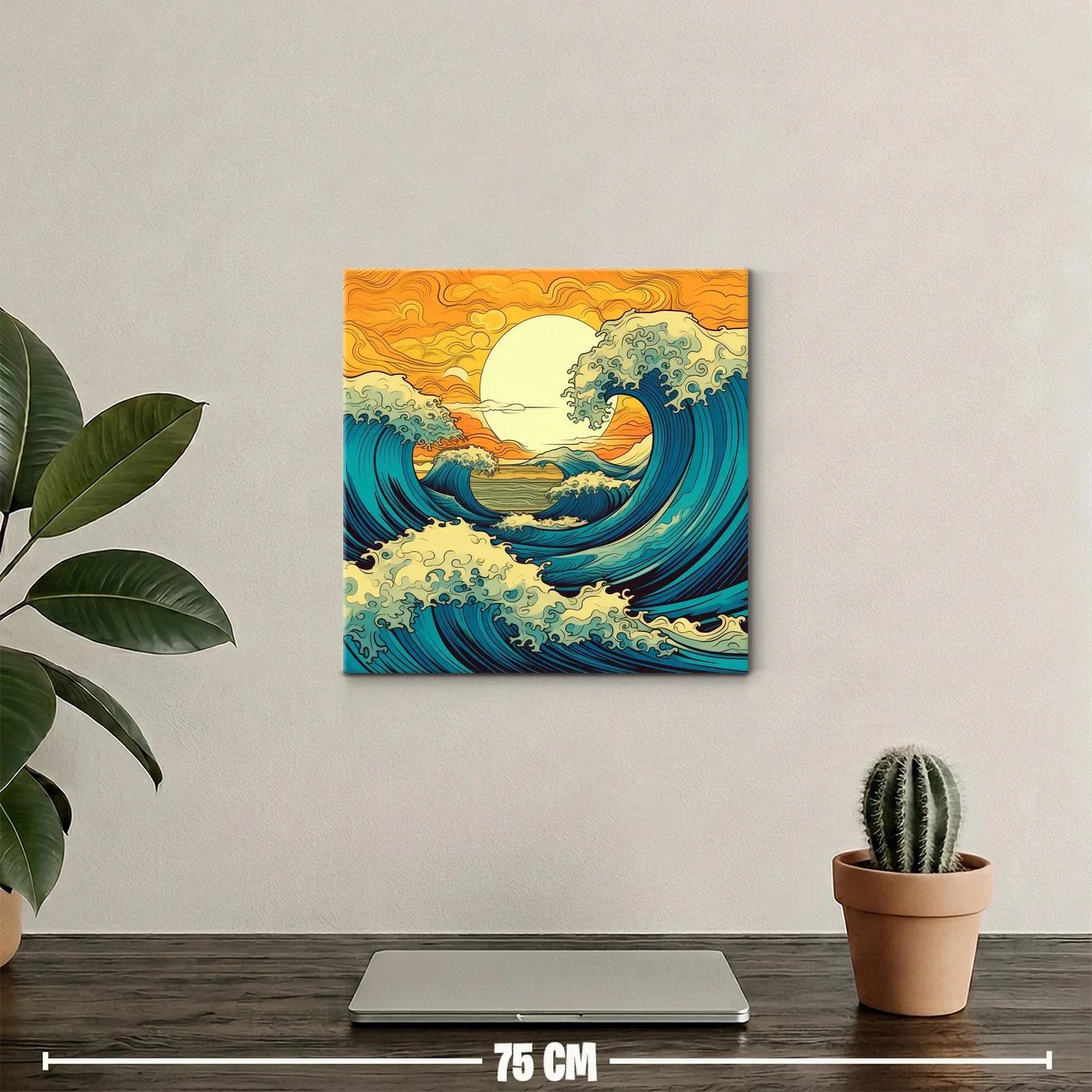 Olas vibrantes bajo un sol dorado en movimiento continuo — miniatura 2