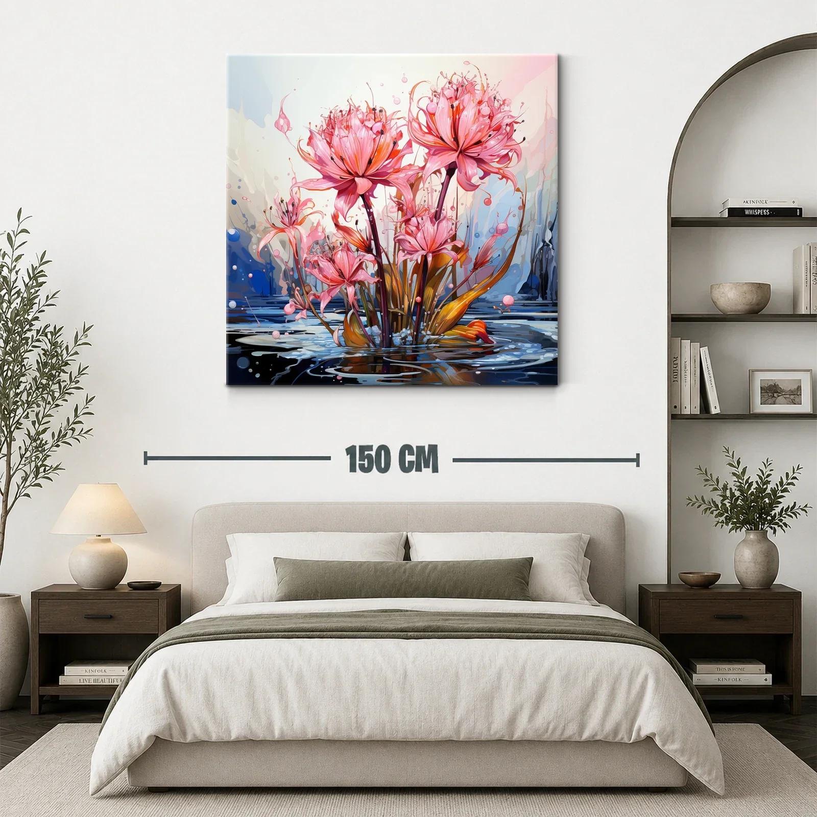 Flores exuberantes en tonos rosa sobre agua reflejada — miniatura 3