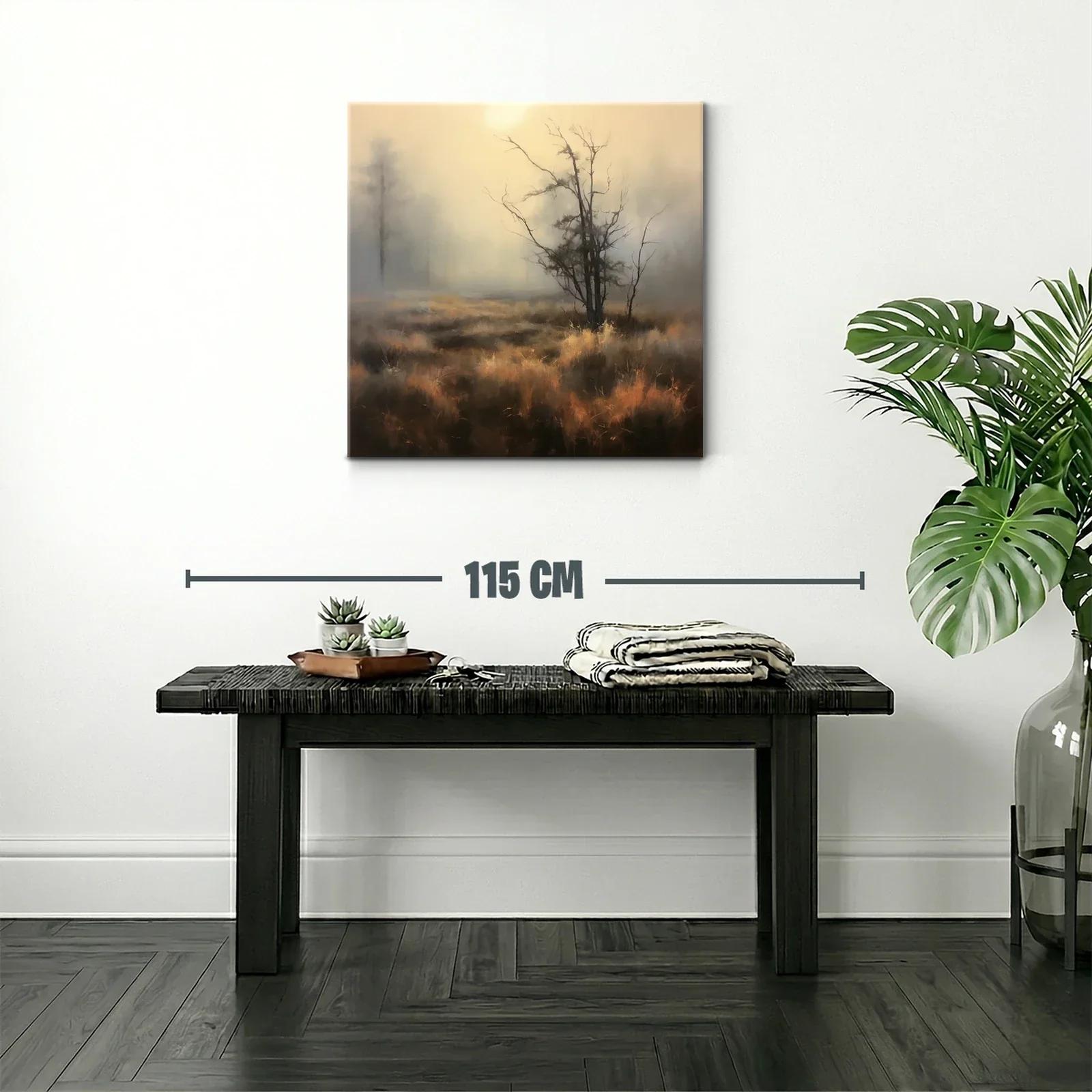 Paisaje brumoso con árbol solitario y tonos cálidos — miniatura 2