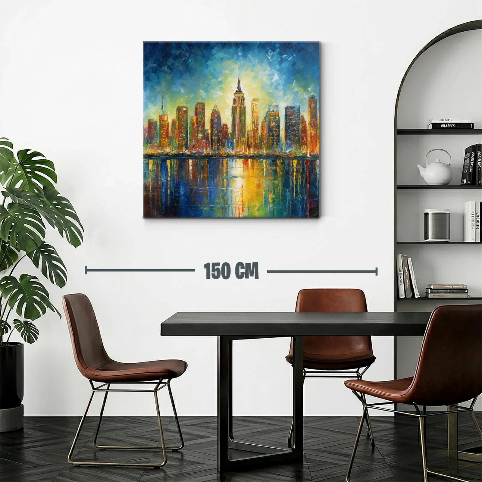 Atardecer vibrante sobre skyline urbano reflejado en el agua — miniatura 2