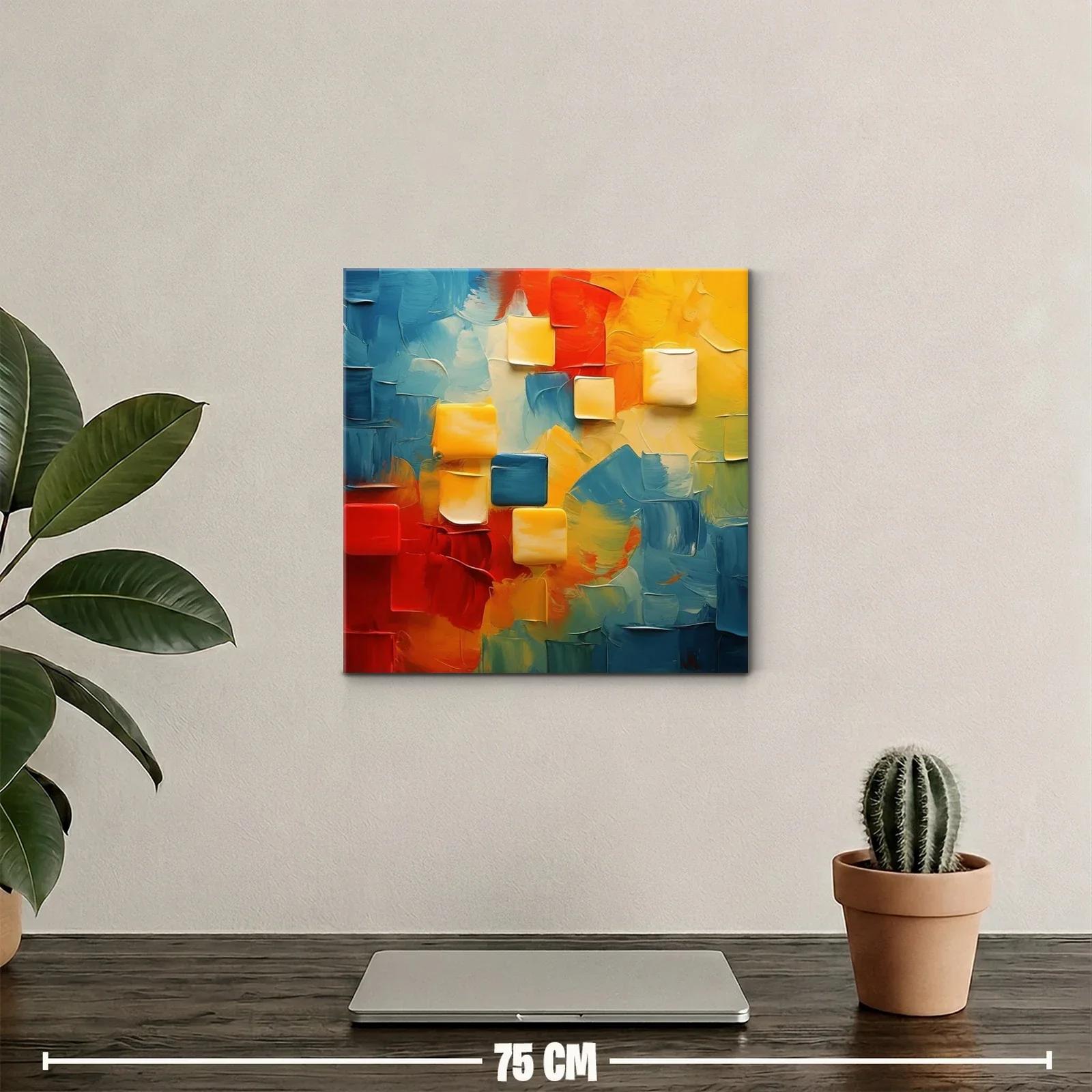 Cuadro abstracto con vibrantes tonos cálidos y fríos — miniatura 2