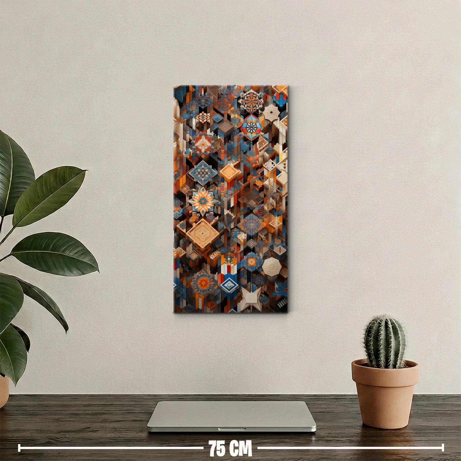 Cuadro mosaico geométrico con estrellas y polígonos en volumen — miniatura 2