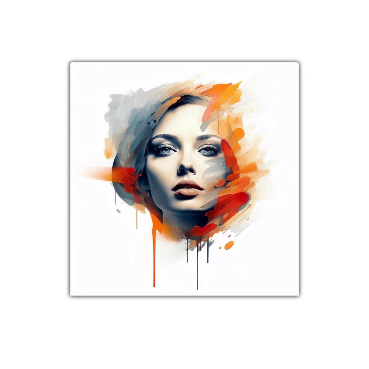 Retrato femenino expresivo con toques vibrantes de color — imagen principal