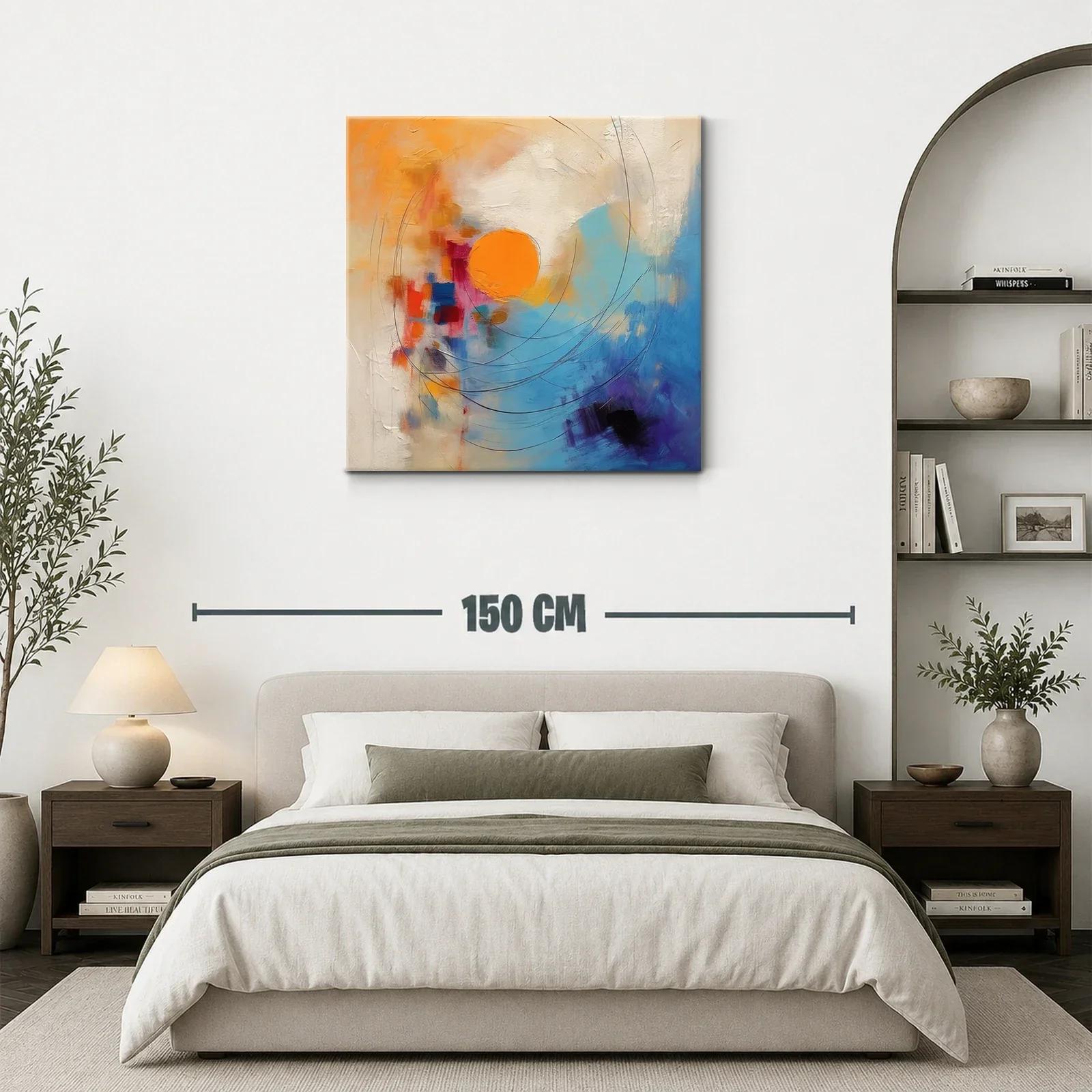 Cuadro abstracto con tonos vibrantes y formas circulares — miniatura 3