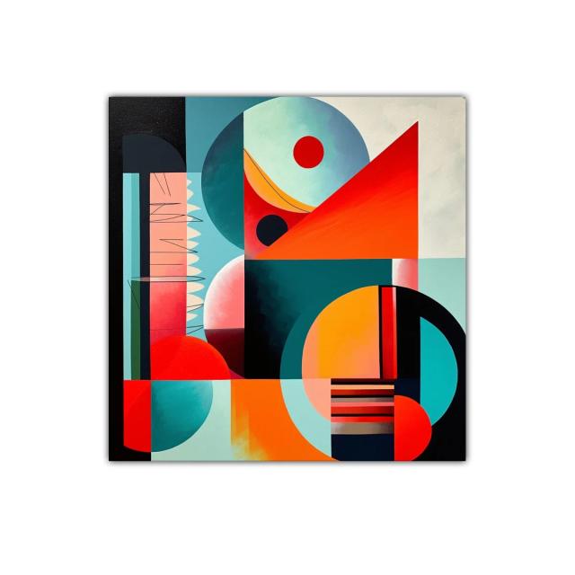 Composición geométrica con vibrantes tonos rojos y azules