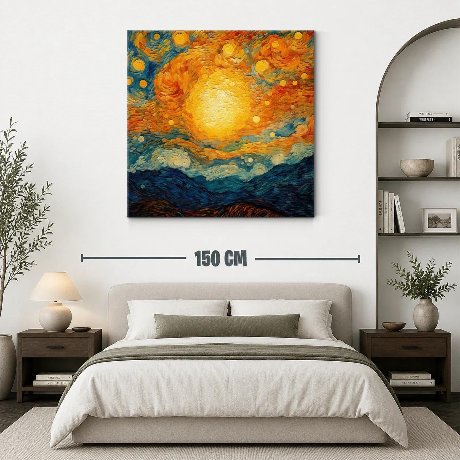 Cuadro vibrante con cielo estrellado y paisaje montañoso — miniatura 3