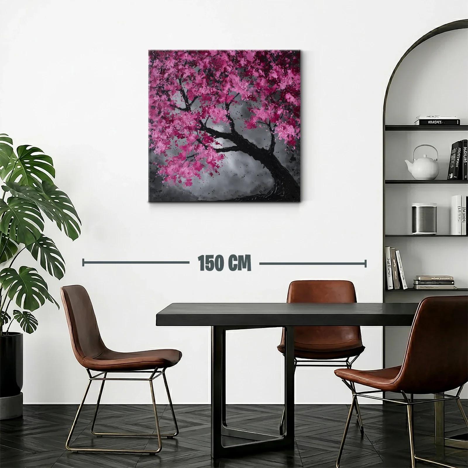 Árbol floreciente con tonos fucsia y fondo gris acero — miniatura 2