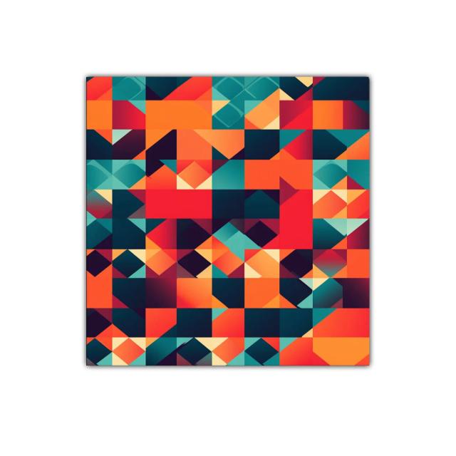 Composición geométrica vibrante en tonos cálidos y fríos