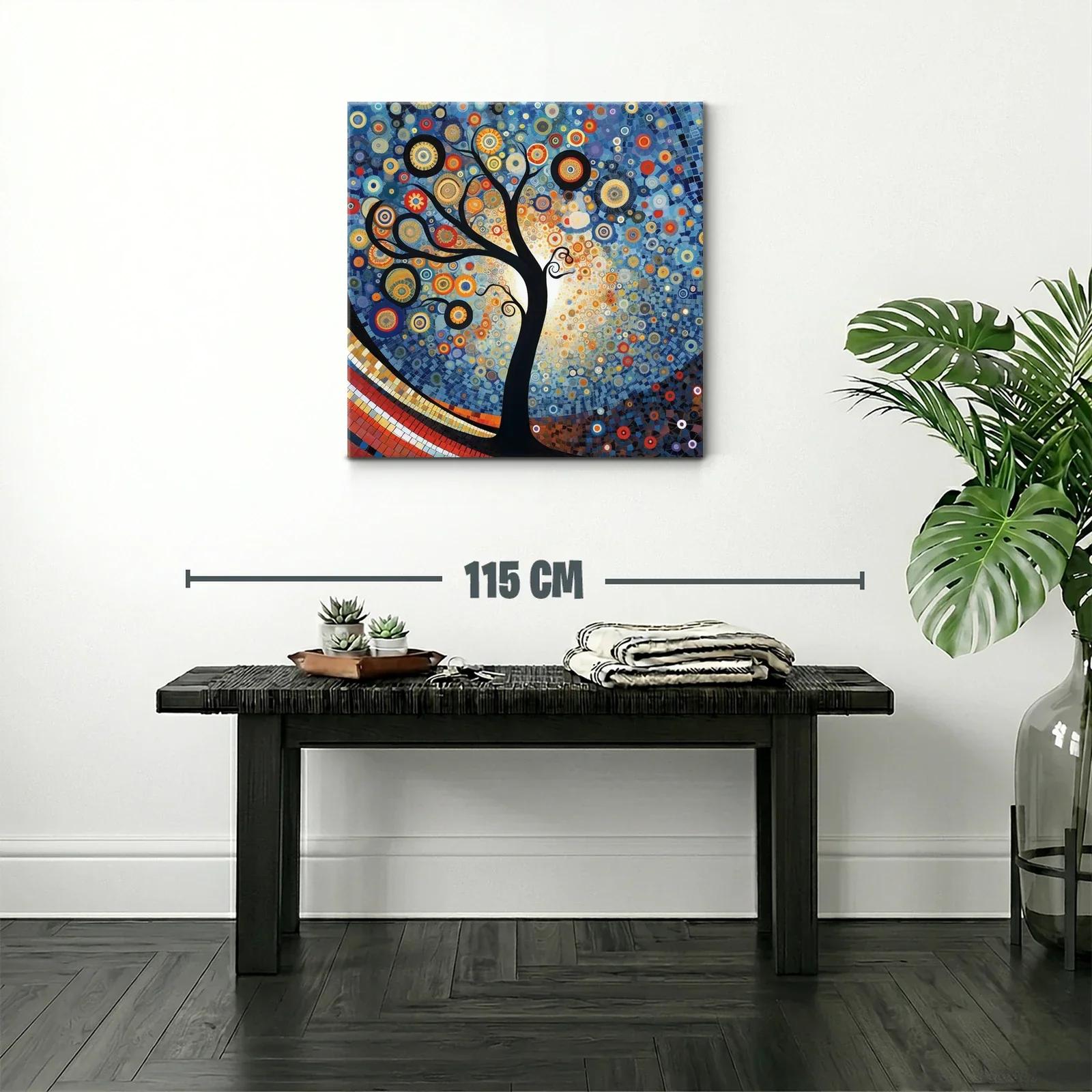 Árbol estilizado con círculos vibrantes y fondo azul — miniatura 2