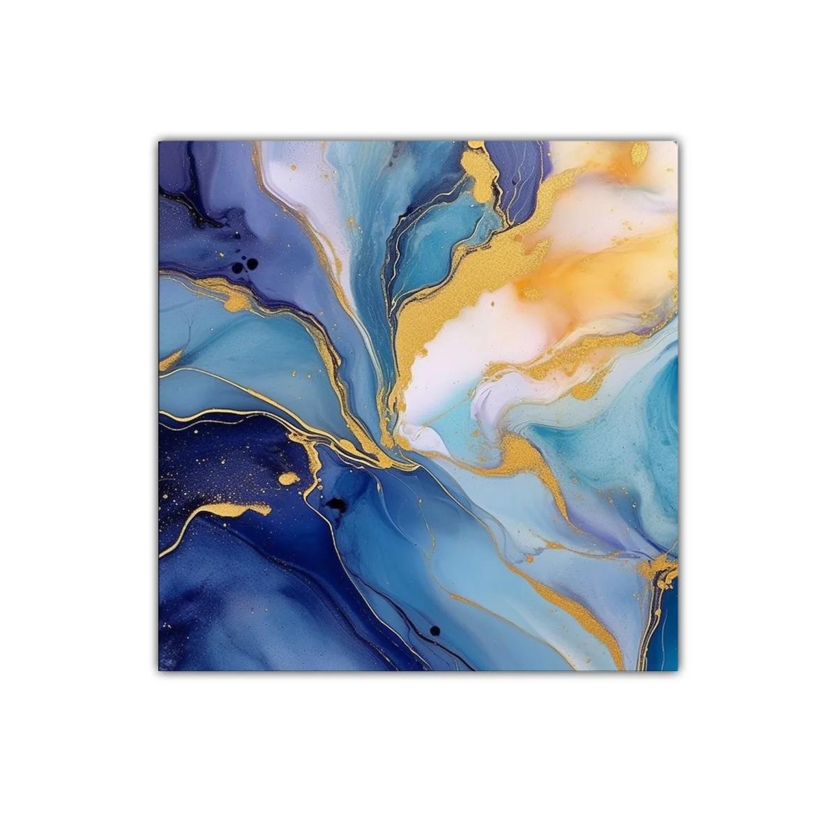 Cuadro abstracto en tonos azules y dorados sofisticados — imagen principal
