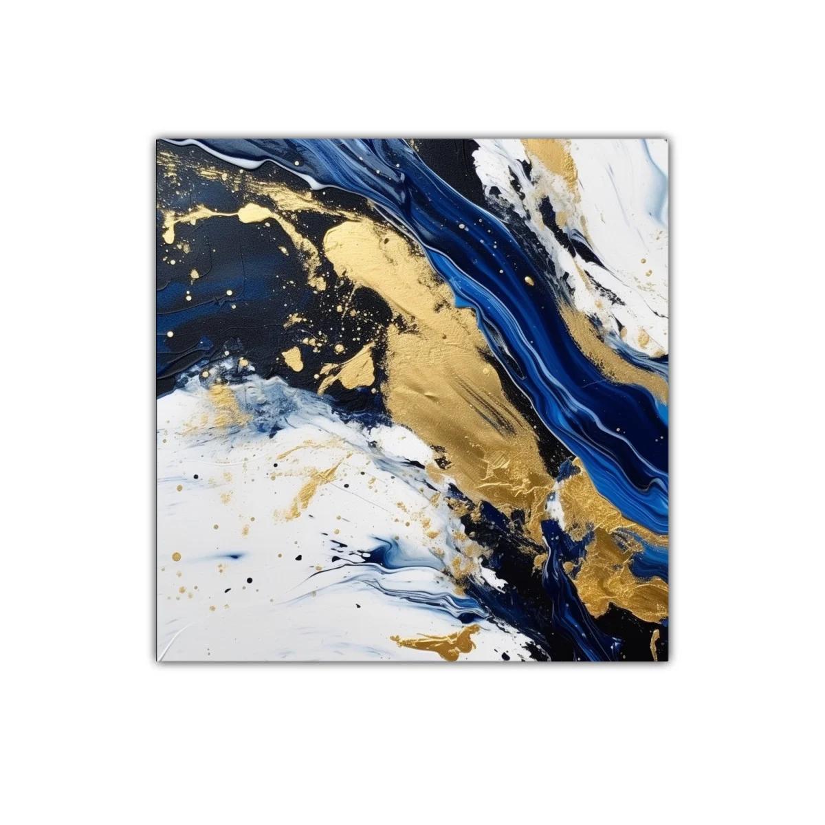 Composición abstracta en azul marino blanco y dorado — imagen principal