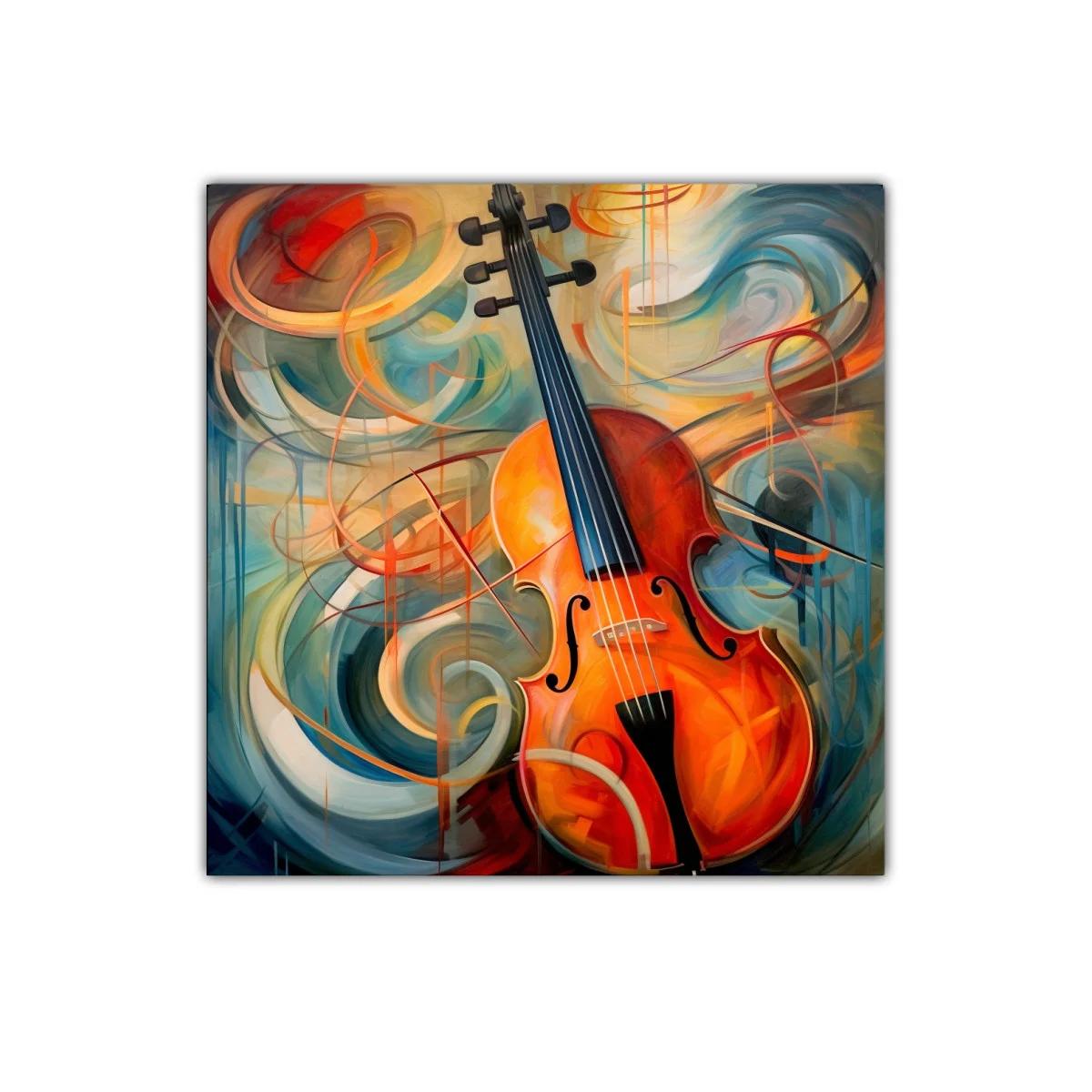 Cuadro decorativo de violín con estilo abstracto y dinámico