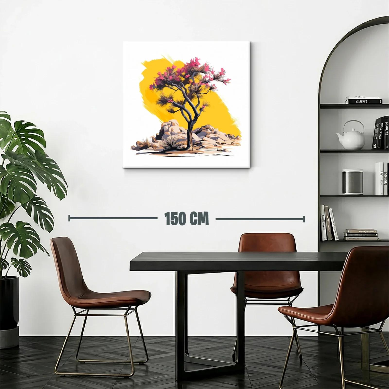Árbol floreciente con fondo amarillo vibrante — miniatura 2