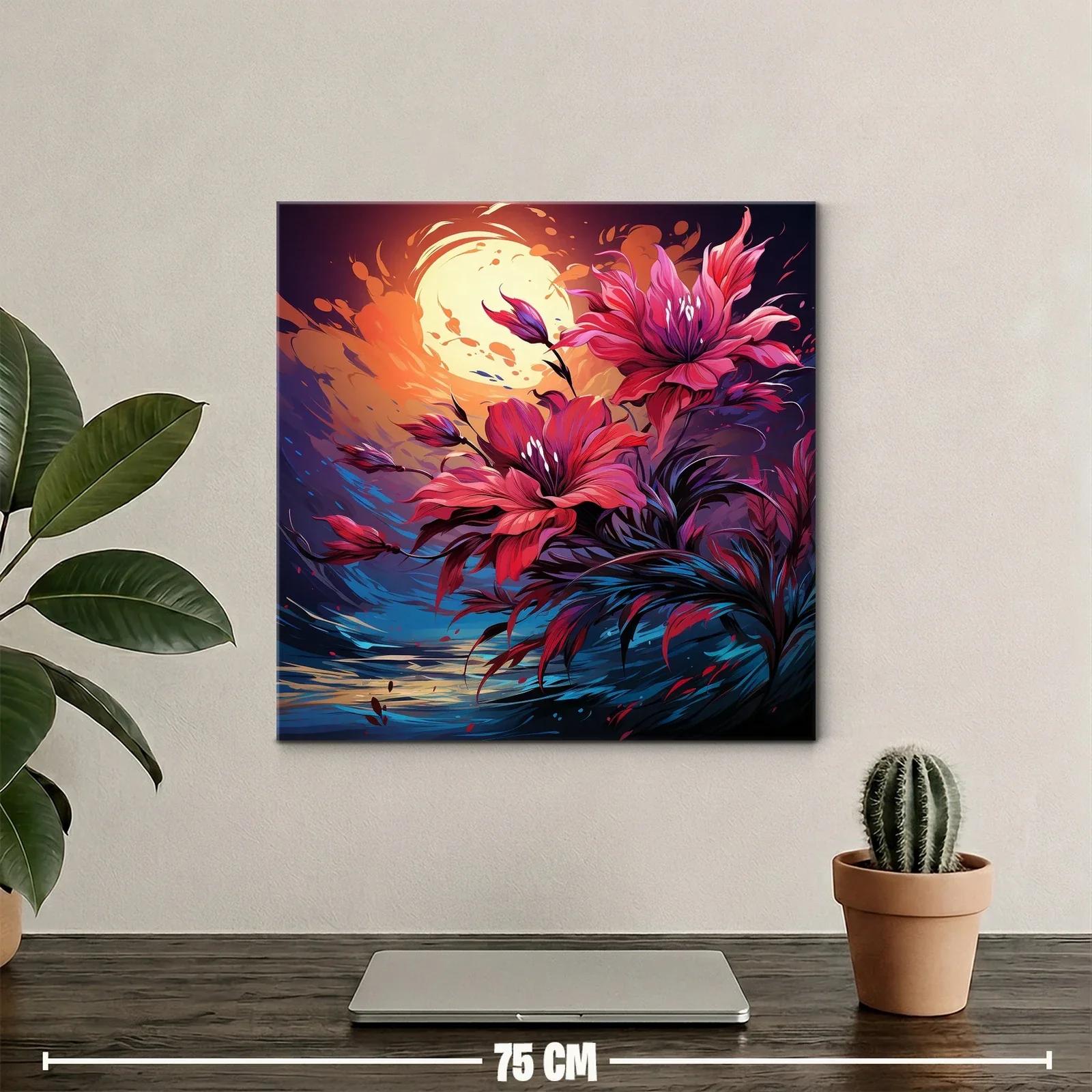 Flores vibrantes bajo la luz intensa de la luna llena — miniatura 2