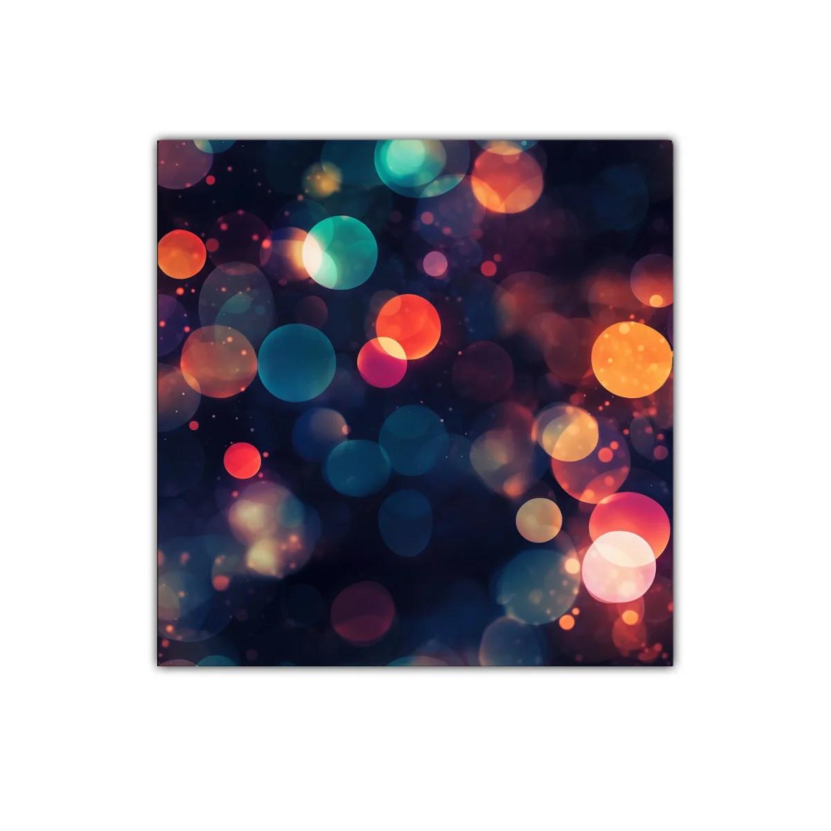 Cuadro decorativo moderno con esferas luminosas de colores