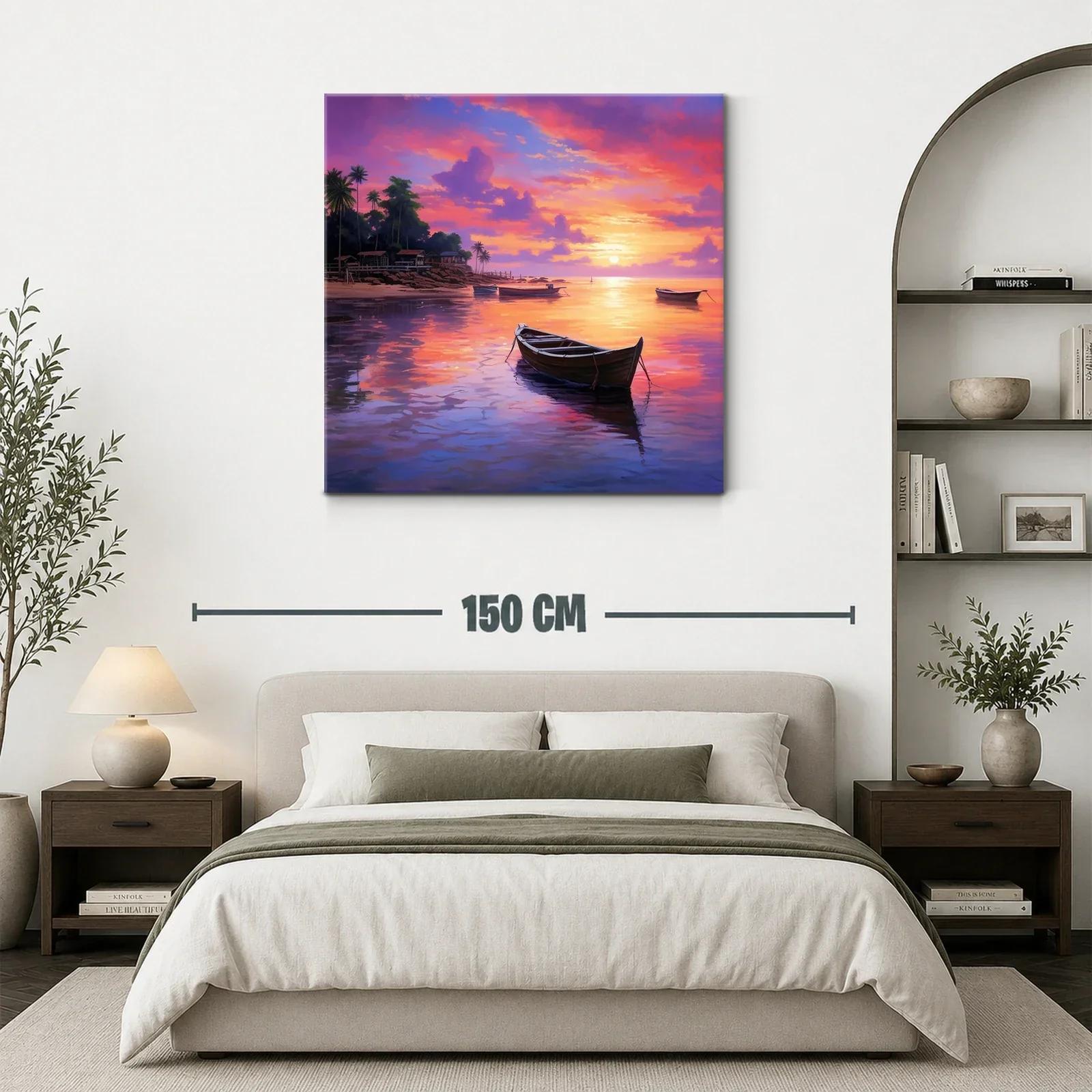Atardecer sereno con barcos en aguas tranquilas — miniatura 3