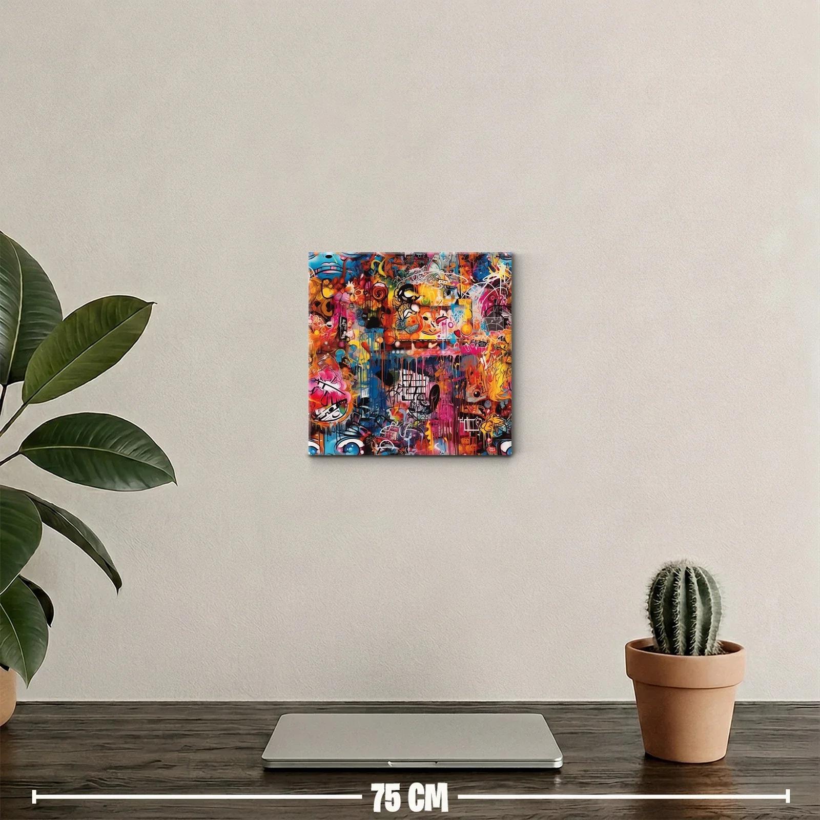 Cuadro de arte urbano con colores vibrantes y formas abstractas — miniatura 2