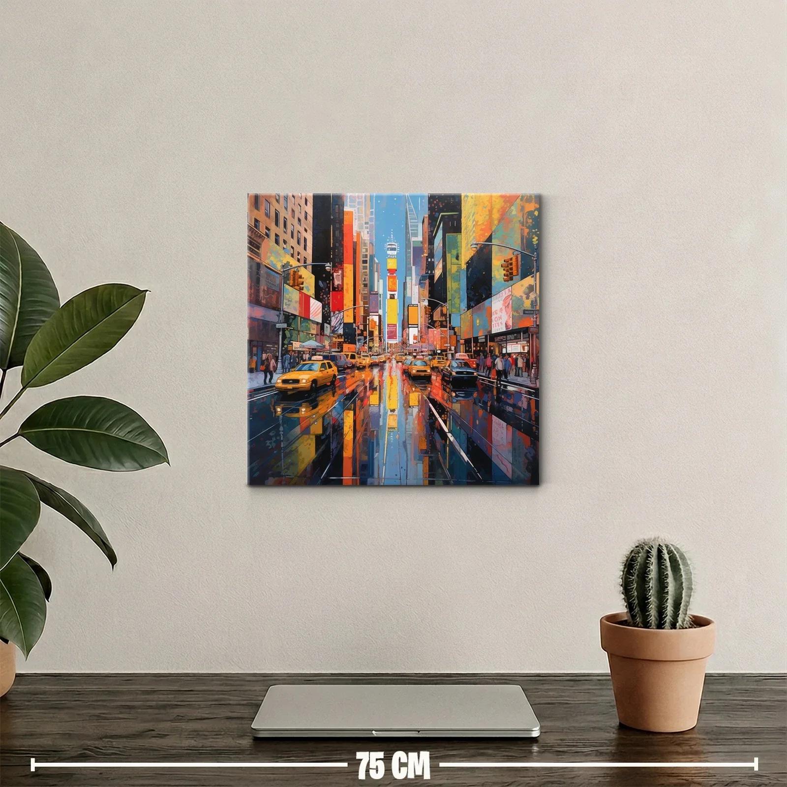Atardecer vibrante en la ciudad llena de taxis amarillos — miniatura 2