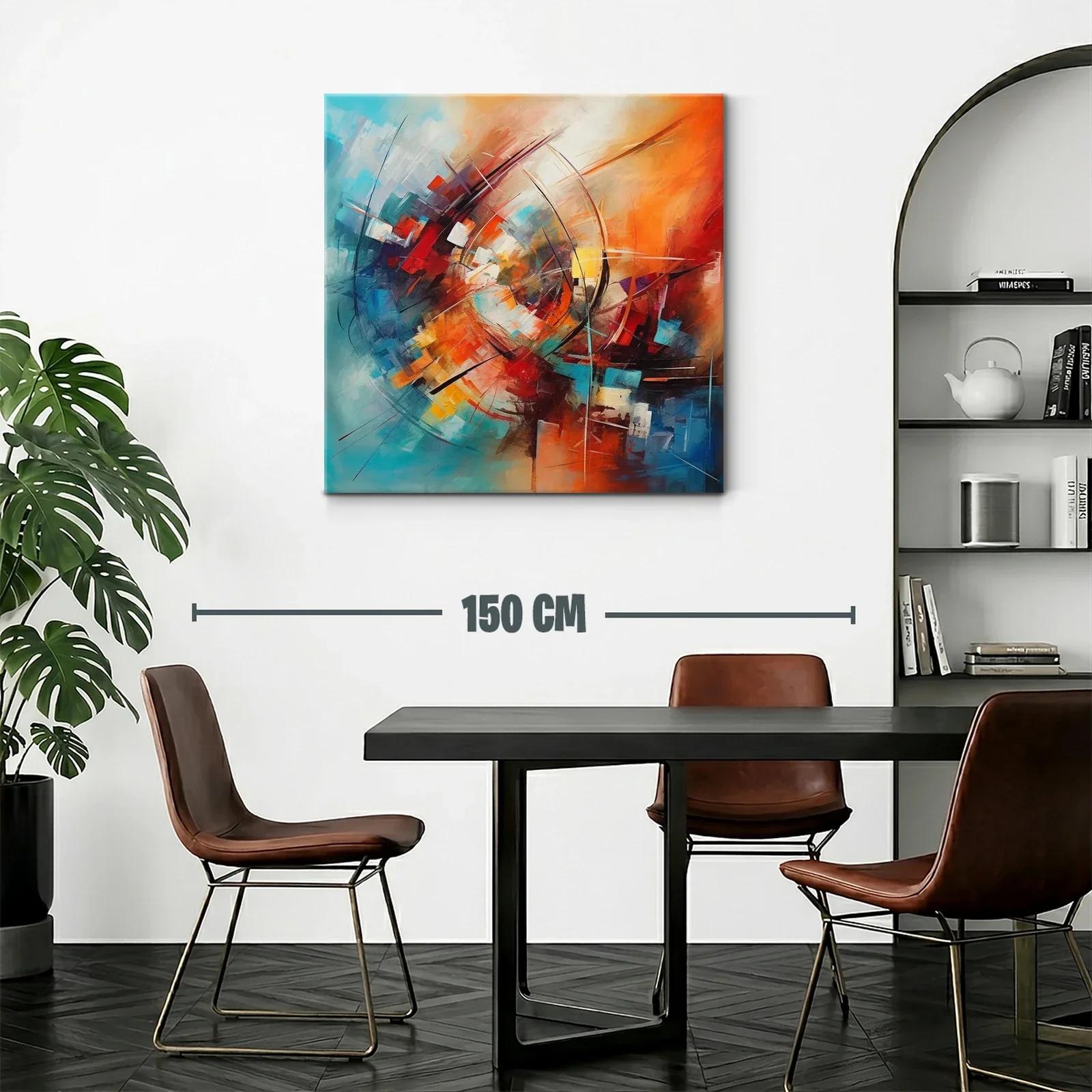 Cuadro abstracto en tonos vibrantes y formas dinámicas — miniatura 2