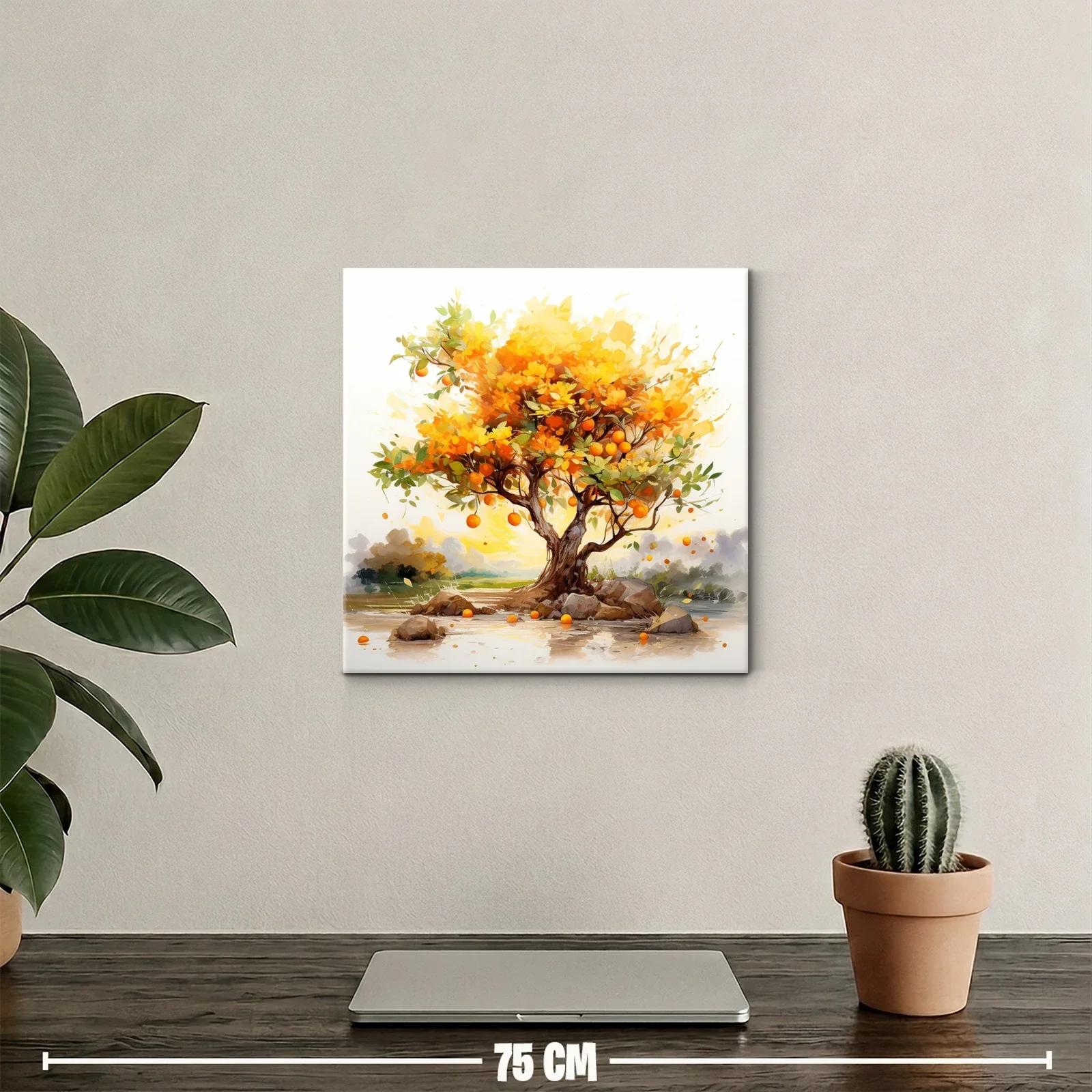 Árbol de naranjas iluminado en vibrantes tonos cálidos — miniatura 2