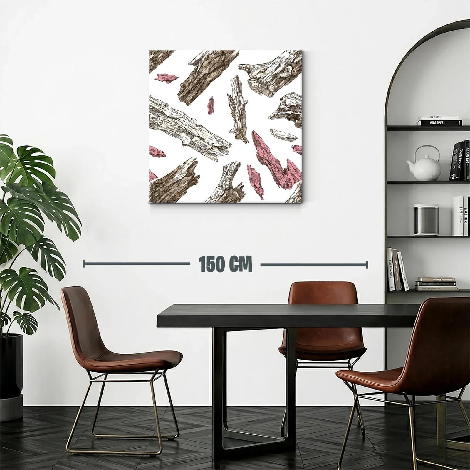 Composición moderna con fragmentos de madera en tonos naturales y rosa — miniatura 2