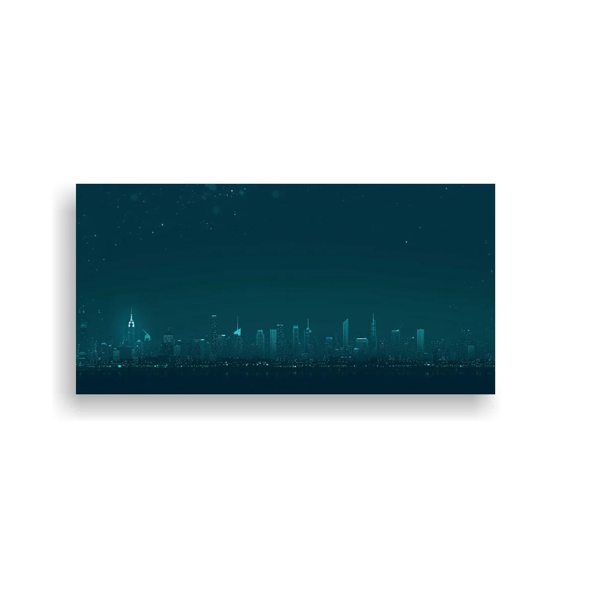 Cuadro skyline urbano nocturno con puntos de luz — imagen principal