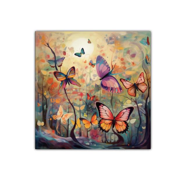 Mariposas coloridas en paisaje mágico de ensueño