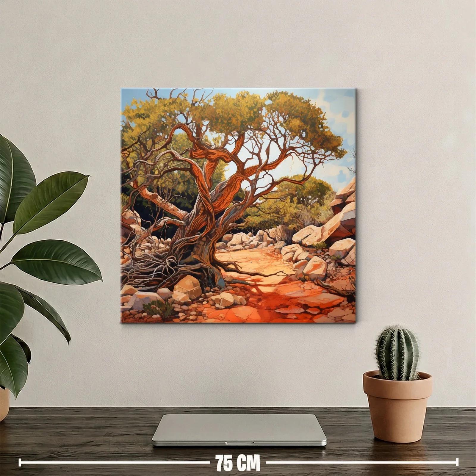 Paisaje natural con árbol antiguo y caminos entre rocas — miniatura 2