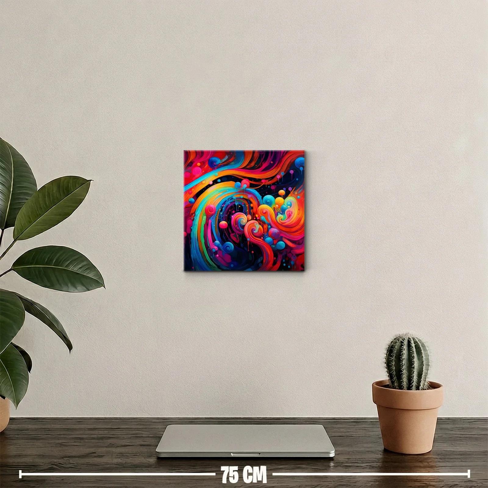 Cuadro abstracto con remolinos de colores vibrantes — miniatura 2
