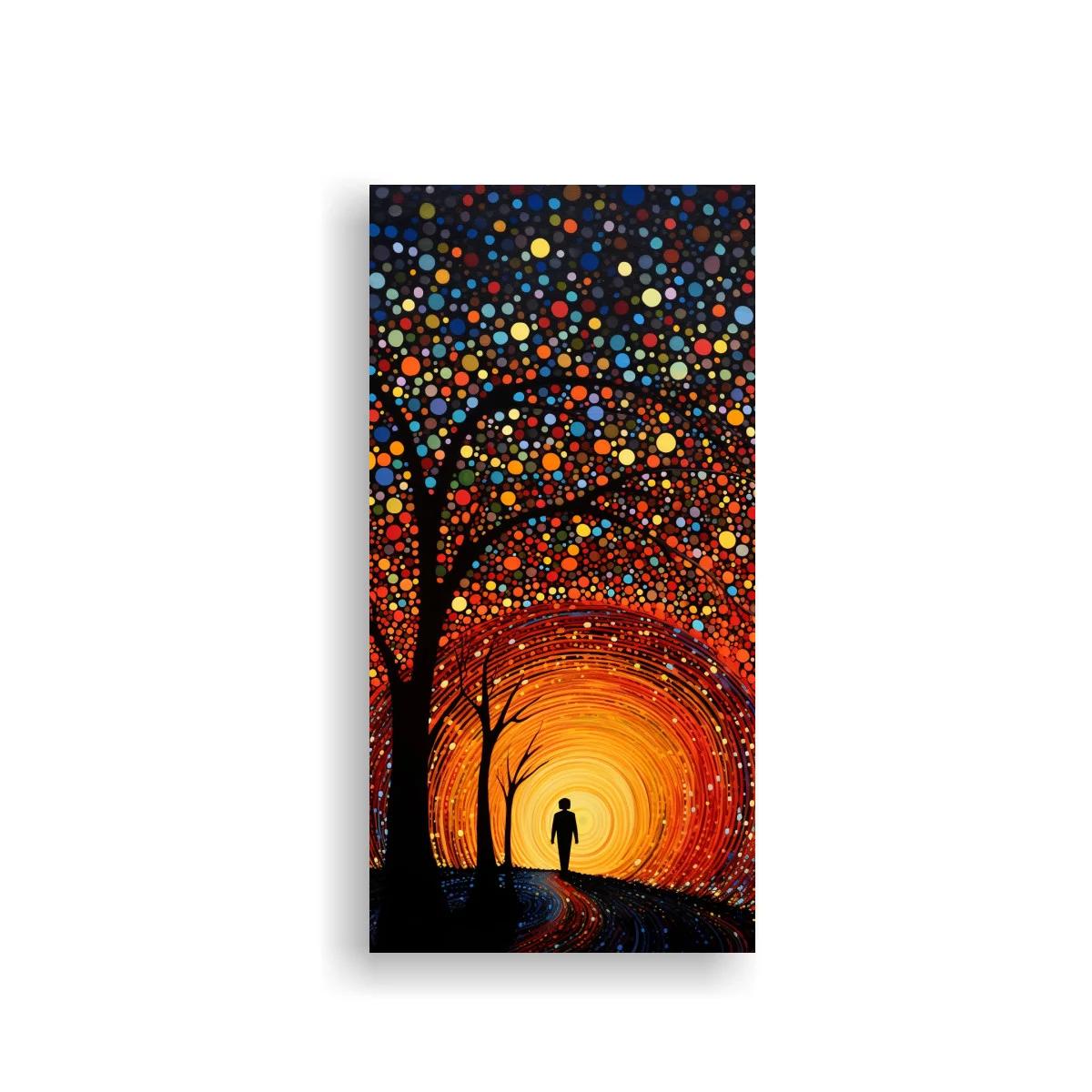 Cuadro persona caminando hacia un túnel de luz — imagen principal