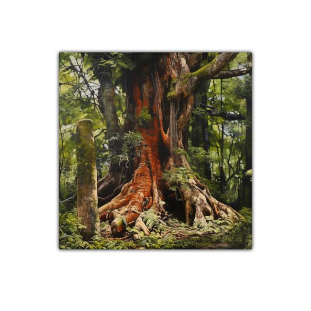 Majestuoso árbol con raíces aéreas en bosque tropical verde