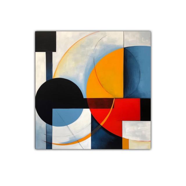 Cuadro abstracto con figuras geométricas en colores vivos