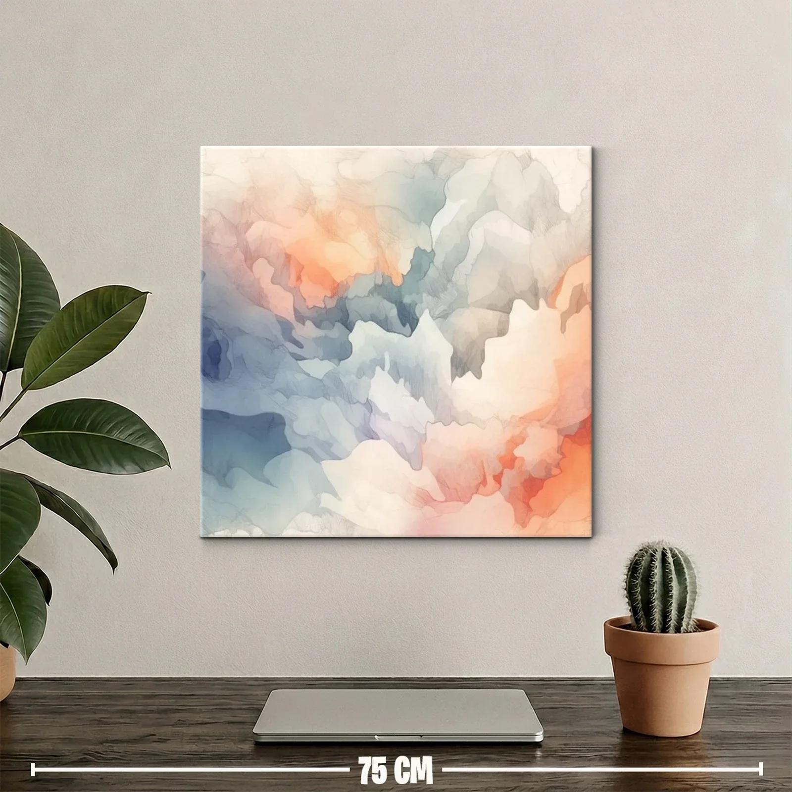 Cuadro abstracto con tonos cálidos y fríos armoniosos — miniatura 2