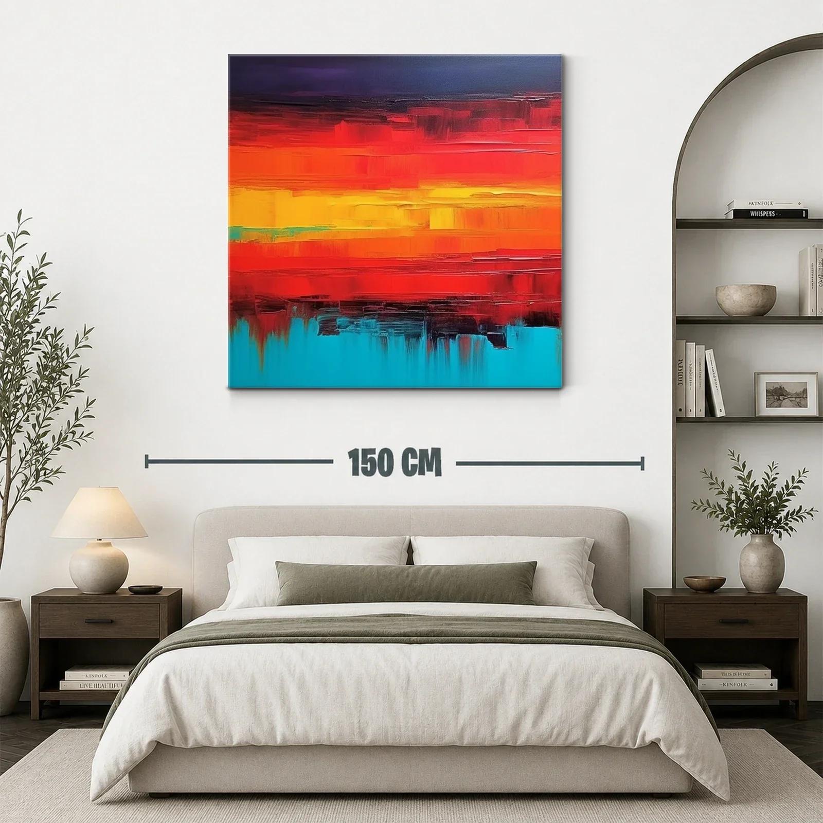 Cuadro abstracto con vibrantes tonos cálidos y fríos — miniatura 3